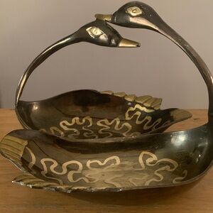 Elegant Brass Swan Dish